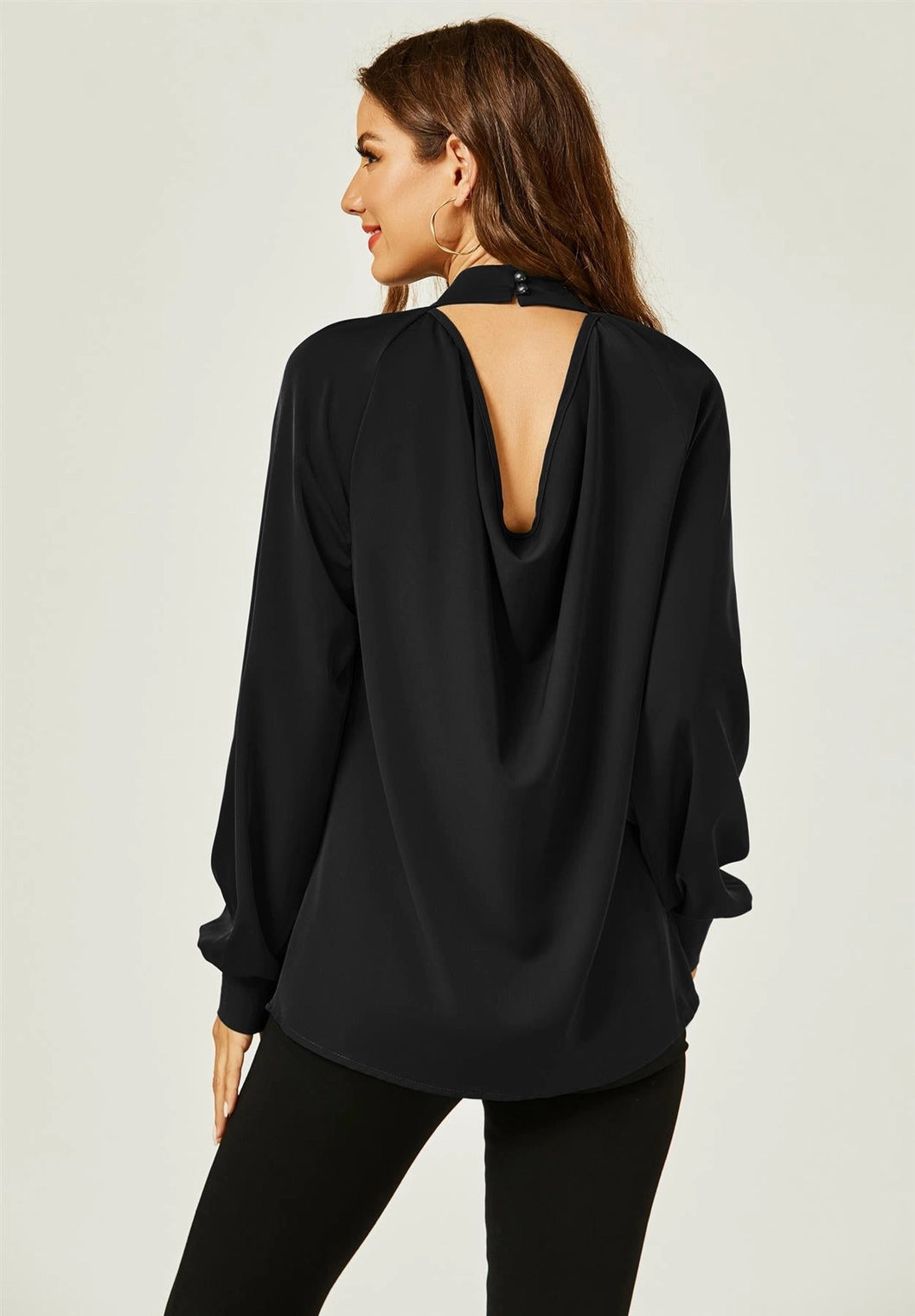 Halter Neck Long Sleeve Blouse
