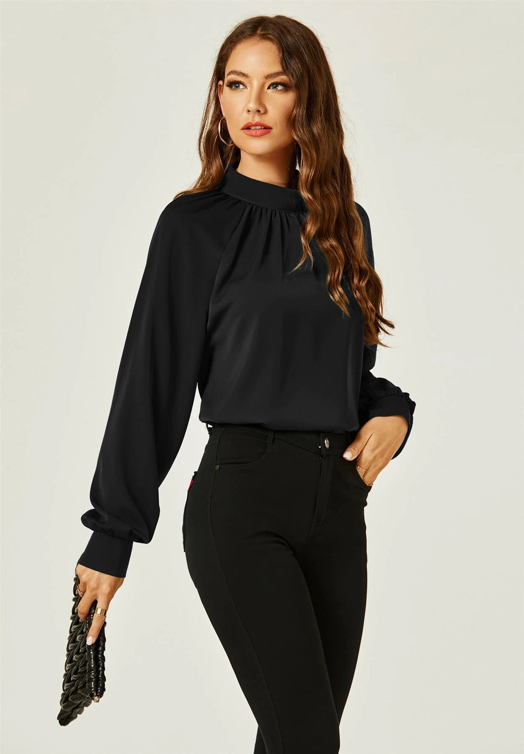 Halter Neck Long Sleeve Blouse