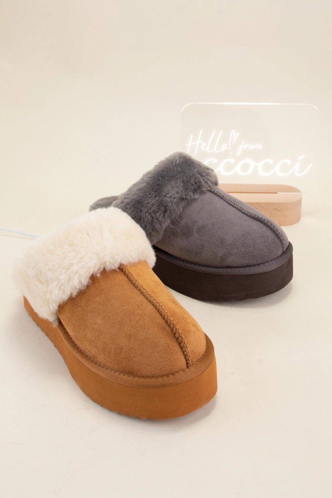 Platform Fur Lined Slippers