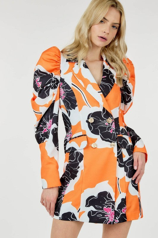 Vibrant Floral Blazer Dress