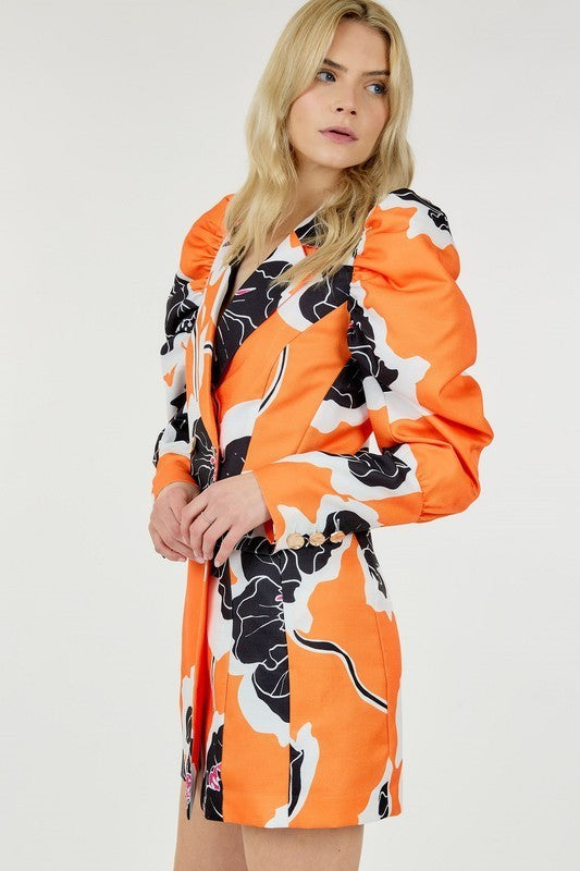 Vibrant Floral Blazer Dress