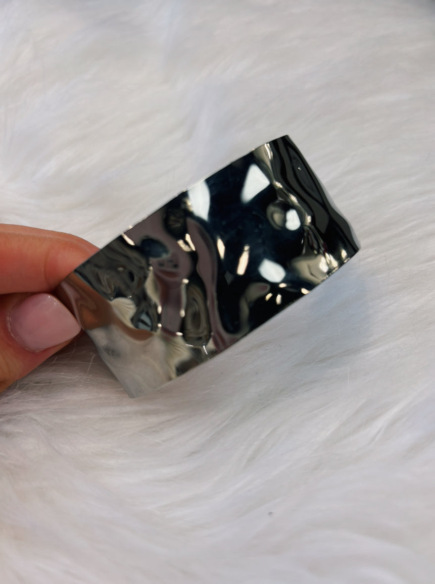 Wide Silver Bangle