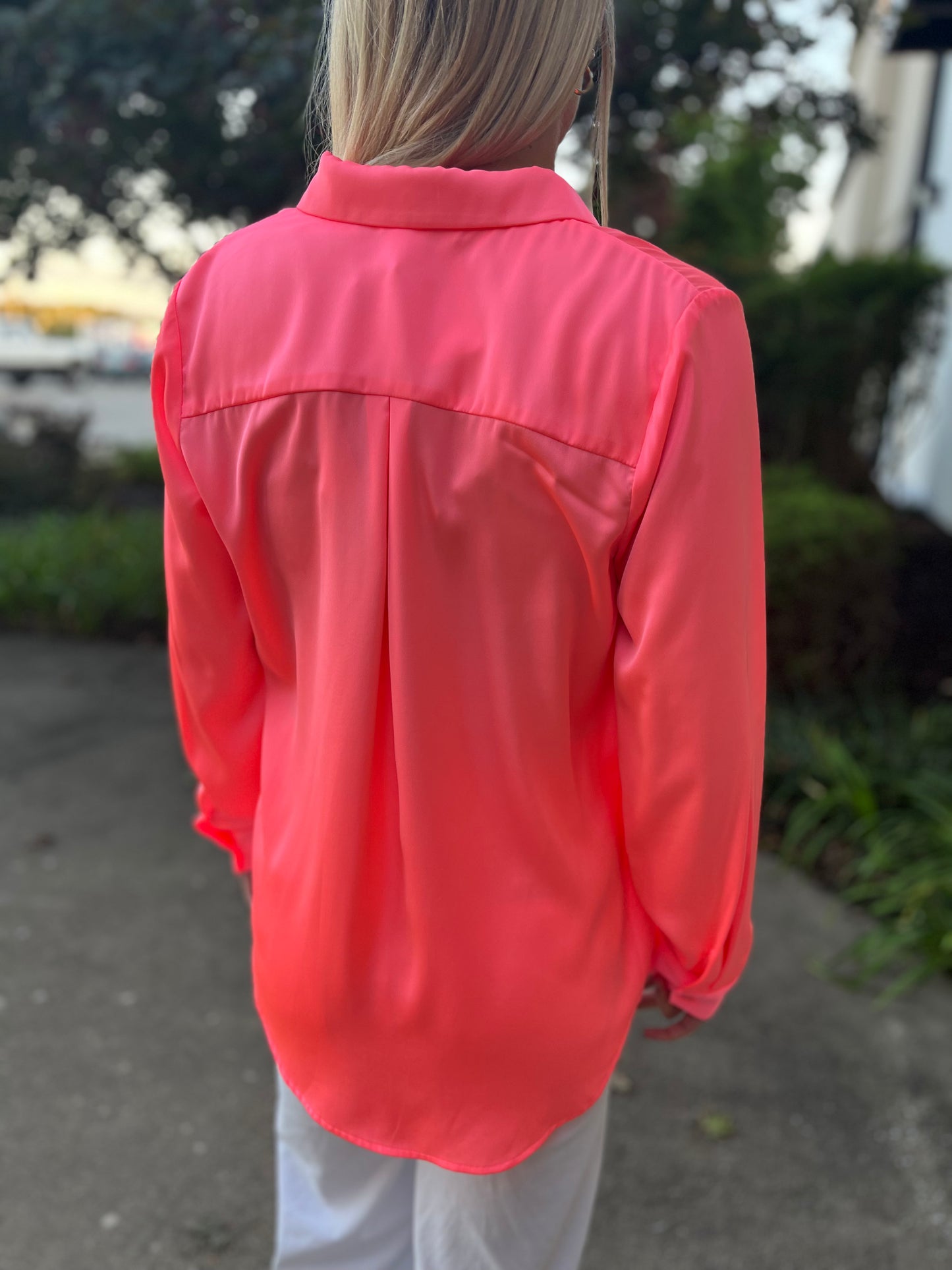 Skies Are Blue Recycled Classic Button Up X-Small Salmon