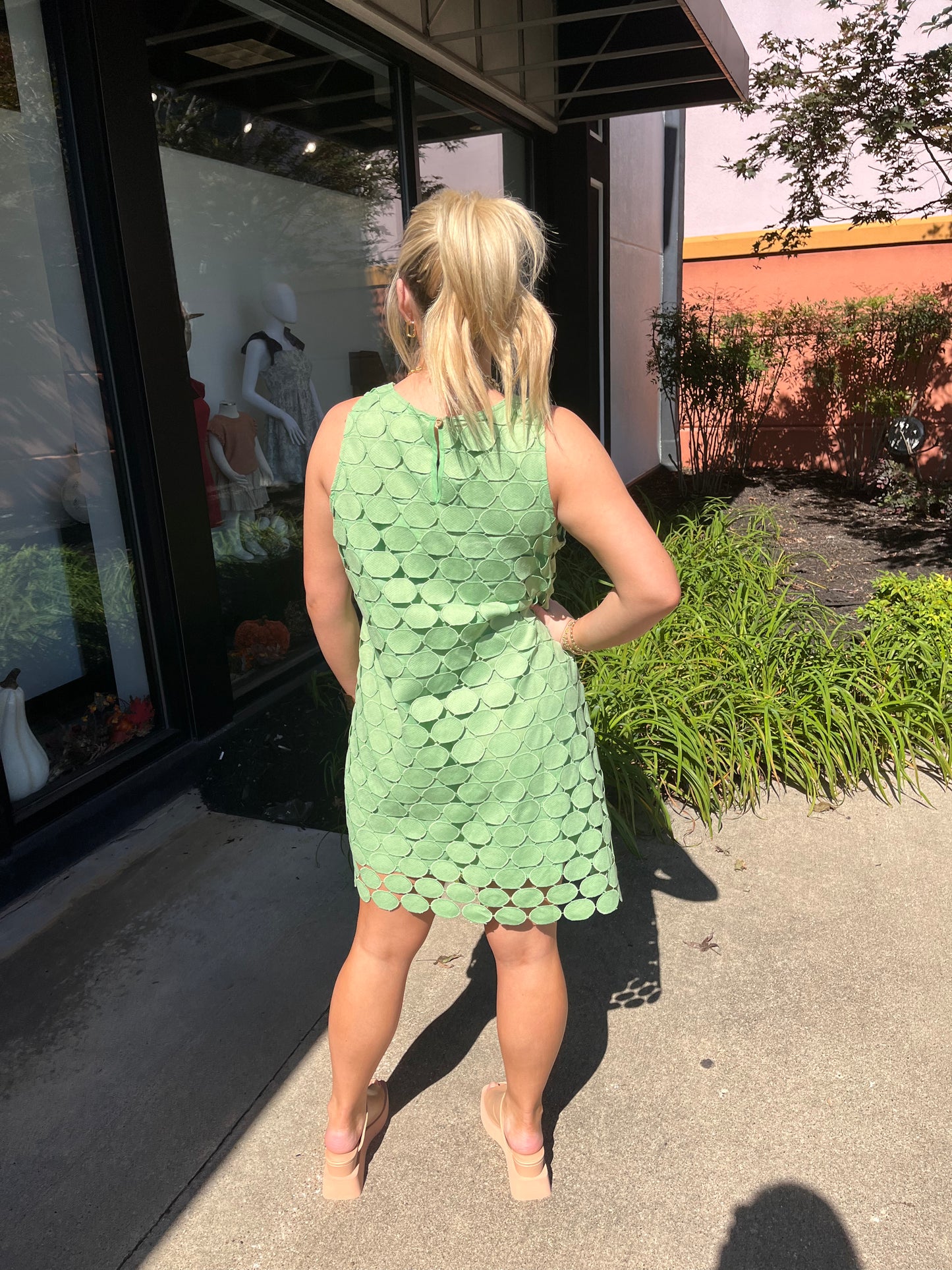 Polka Dot Sleeveless Dress Apple Green