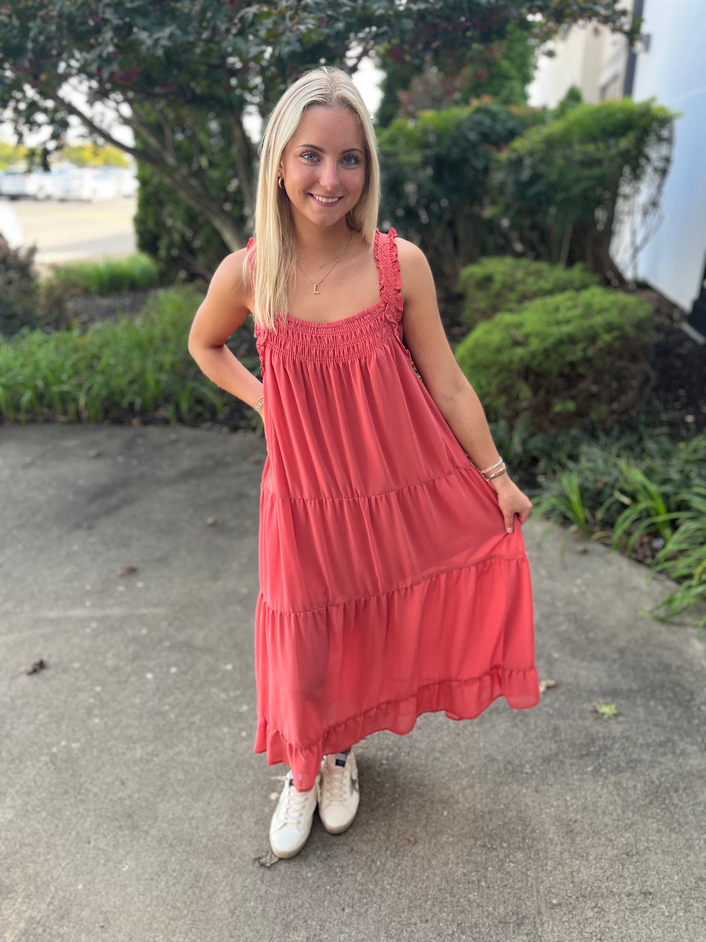 Sleeveless Tiered Long Chiffon Dress