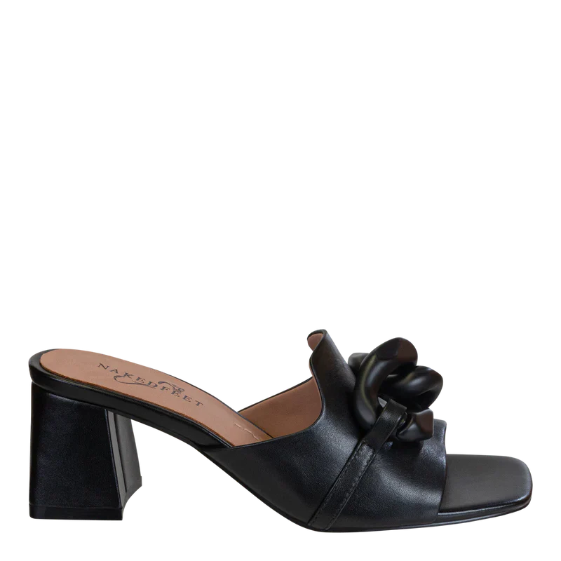 Naked Feet Coterie Heeled Sandal W/ Chunky Chain