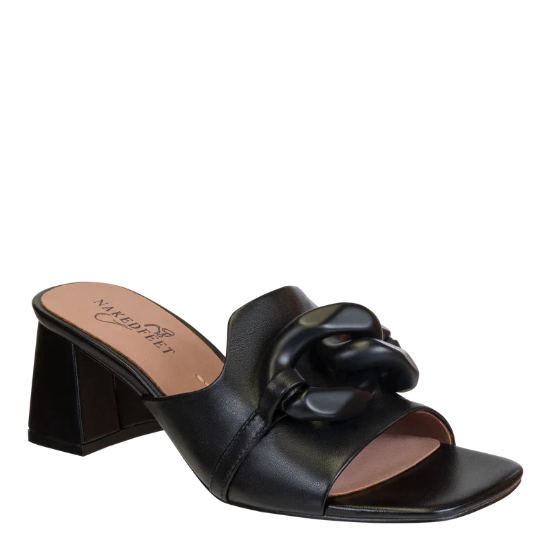 Naked Feet Coterie Heeled Sandal W/ Chunky Chain