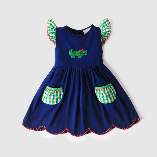 Crocheted Crocodile Dress with Pockets