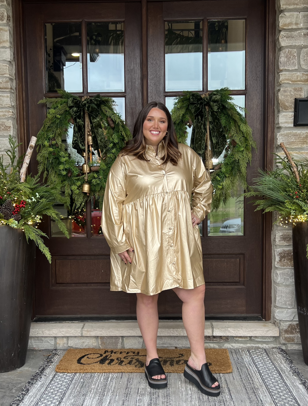 Jodifl Long Sleeve Button Down Dress G10773-plus