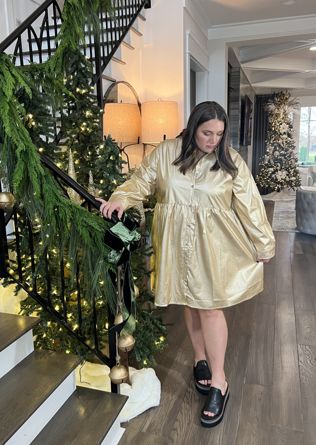 Jodifl Long Sleeve Button Down Dress G10773-plus