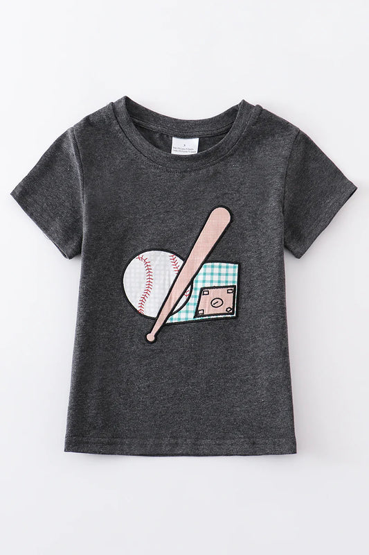 Gray Baseball Applique Shirt