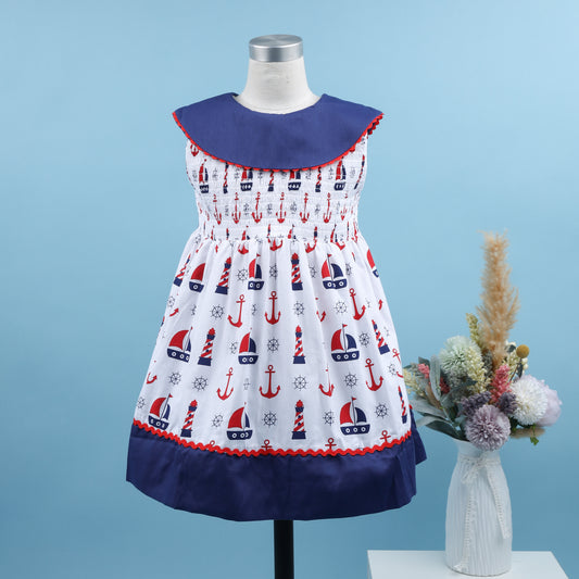 Navy and Red Sailboat Dress