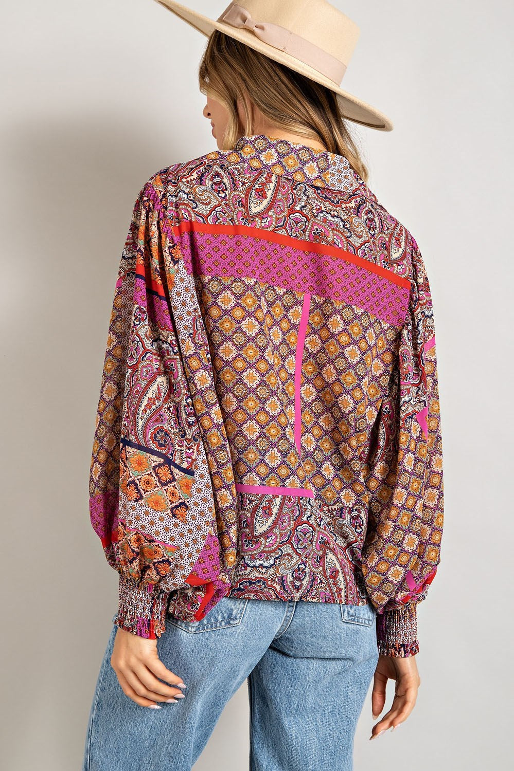 Boho Bandana Balloon Sleeve Top