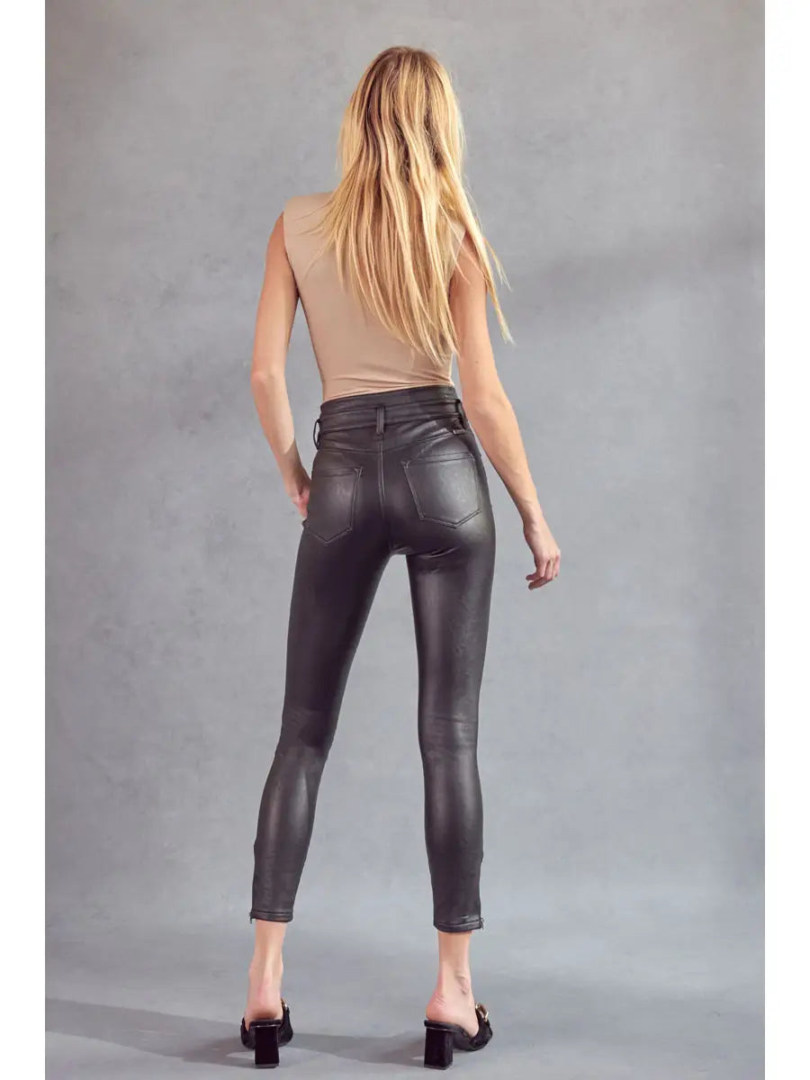 Kancan KC2015BK HIGH RISE PU ANKLE SKINNY