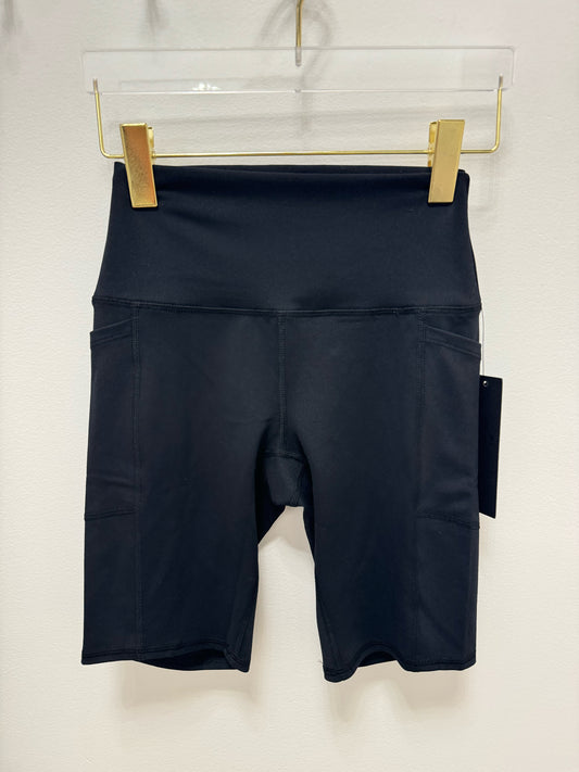 Tappered Waist Black Biker shorts