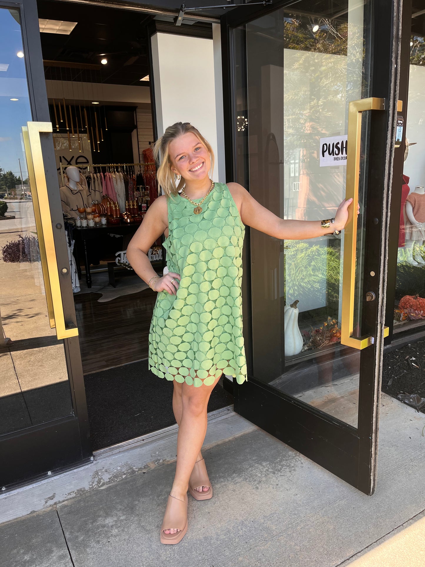 Polka Dot Sleeveless Dress Apple Green