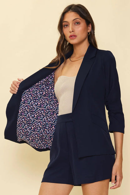 Recycled Shirred Sleeve Blazer