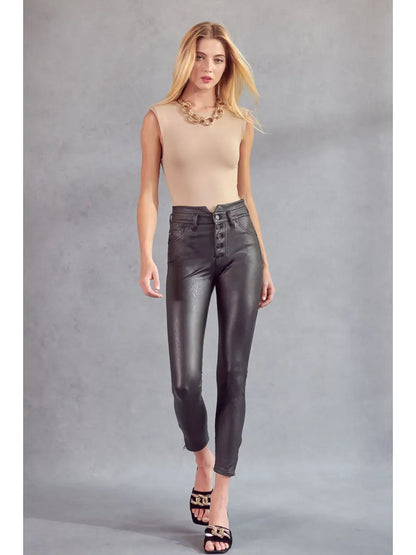 Kancan KC2015BK HIGH RISE PU ANKLE SKINNY