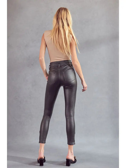 Kancan KC2015BK HIGH RISE PU ANKLE SKINNY