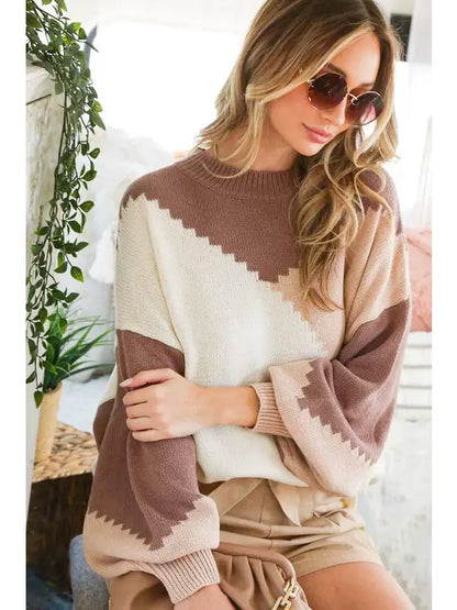 Color Block Chunky Sweater