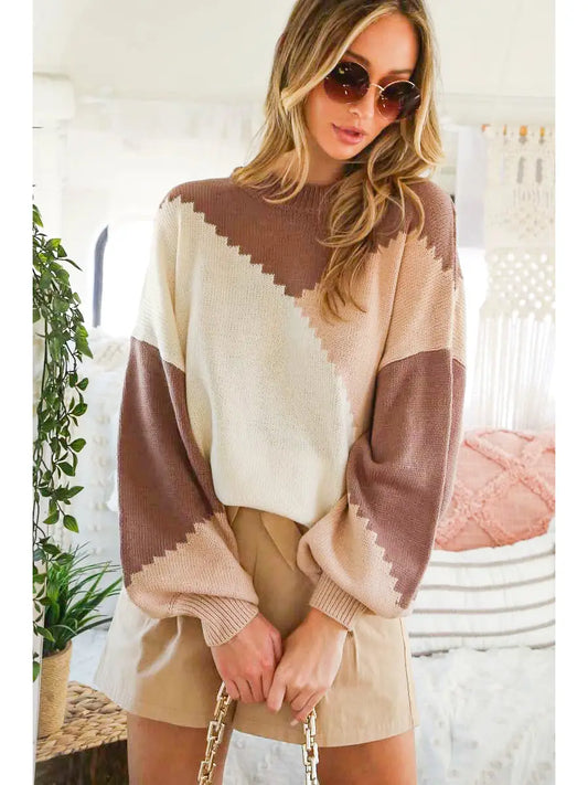 Color Block Chunky Sweater