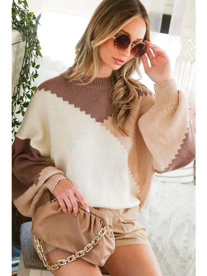 Color Block Chunky Sweater